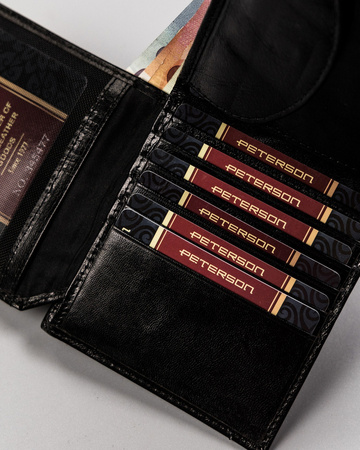 Męski zestaw prezentowy: skórzany portfel, etui na karty i brelok do kluczy Peterson PTN ZM59