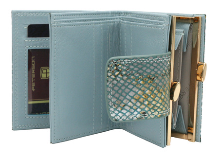 Women's Wallet Made of Natural Leather PETERSON PTN 42329-SFL Blue