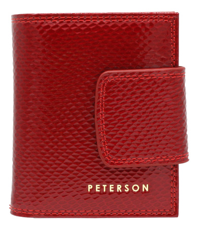 Portfel damski z tłoczonej naturalnej skóry lakierowanej PETERSON PTN 42329-DSL Red