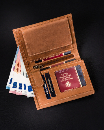 Portfel skórzany PTN 324 2-1-5 COGNAC
