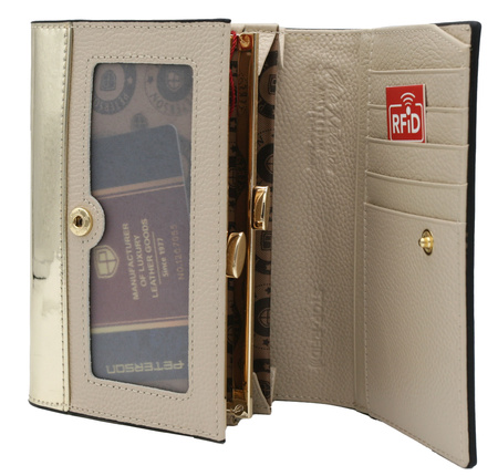 Portfel damski skórzany PTN 1N-445 Black+Gold