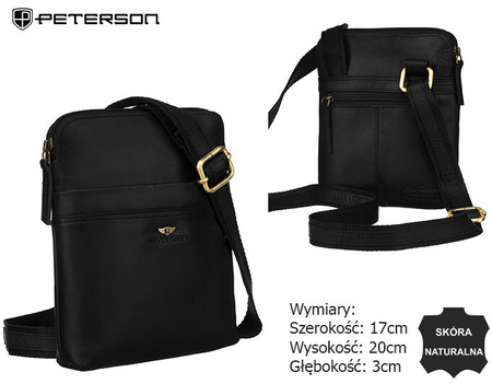 Shoulder bag made from natural leather PTN 19004-OPU Black