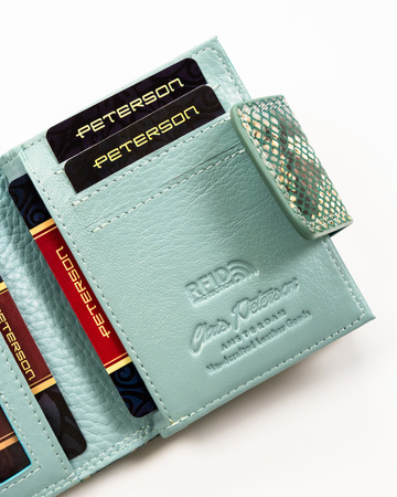 Women's Wallet Made of Natural Leather PETERSON PTN 42329-SFL Blue
