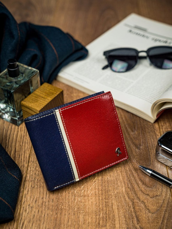 Portfel skórzany RFID ROVICKY 324-RBA-D Navy+Red