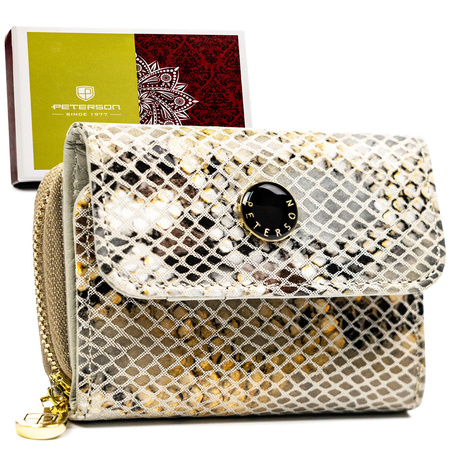 Mały portfel damski ze skóry naturalnej PETERSON PTN 423229-SFL Beige