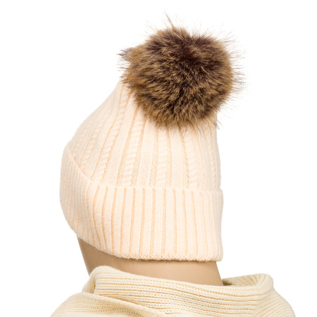 Warm Women's Hat with Angora Blend PETERSON PTN HAT-07 Beżowy