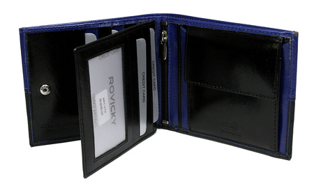 Portfel skórzany RFID ROVICKY N01-VT2 Black+Blue