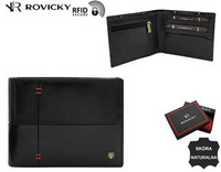 Portfel skórzany RFID ROVICKY N993-RVTS Black+Red