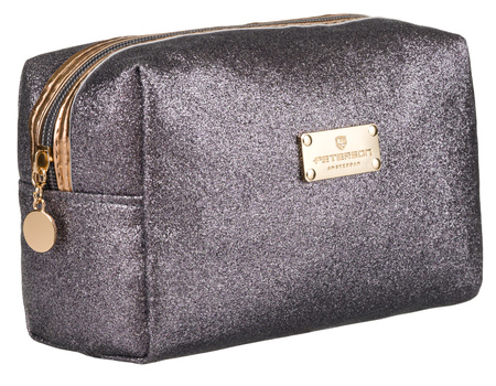 A glittering single-compartment travel vanity bag PTN KOS-L02-B Silver Peterson