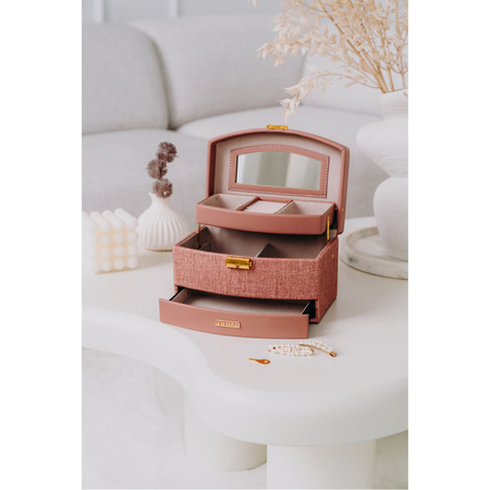 Szkatułka na biżuterię ze skóry ekologicznej Peterson PTN SZK-02 Pink