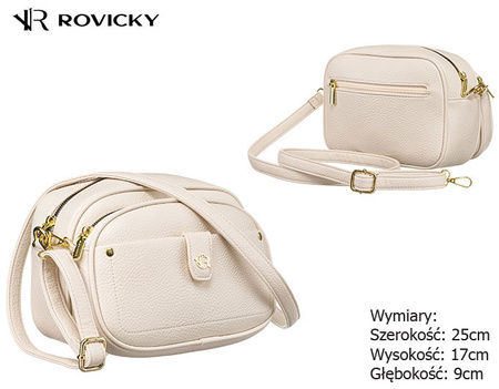 Set: handbag + pouch made from pebbled eco-leather PU R-KP-17-A19 L.Beige