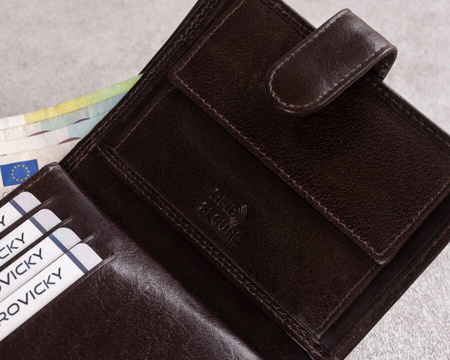 Portfel męski skórzany RFID PC-105L-BAR Brown