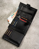 Gift set: a vertical men's wallet made of genuine leather with a carbon texture and a keychain PTN PK5-N4L-6853 Black