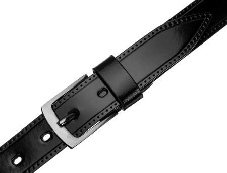 MEN'S LEATHER BELT NARROW BLACK PLW-13