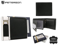 Leather wallet & key ring set PETERSON PTN SET-M-N992-D