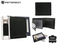 Men's Gift Set: Leather Wallet and Keychain PETERSON PTN SET-M-N992-D
