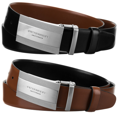 Gift Set: Reversible Leather Men's Belt + 2 Buckles Peterson PTN KL-B007-S001