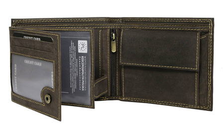 Leather Wallet N992-MHD-L Brown-White-Red