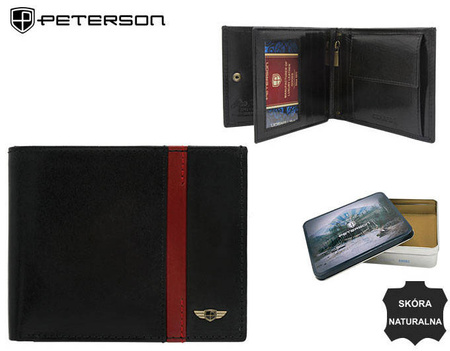 Men's leather wallet PTN N01-VTP BL-RED