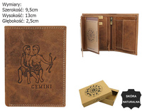 Leather wallet with the Gemini zodiac sign RFID ALWAYS WILD N4-CHM-GEMI