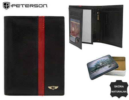 Men's leather wallet PTN N62-VTP BL-RED