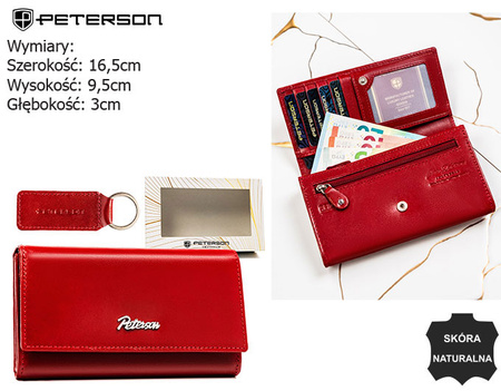 Gift Set: Leather Wallet and Keyring Peterson PTN SET-D-68-KCS RED