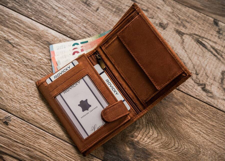 Portfel męski skórzany zdobiony grawerem głowy psa RFID N4-CHM-DOG-2 Cognac