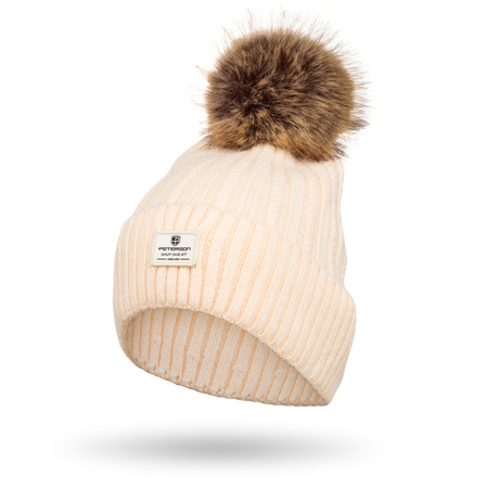 Warm Women's Hat with Angora Blend PETERSON PTN HAT-07 Beżowy