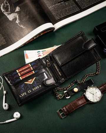 Portfel męski skórzany PTN 304ZŁ-2-1-1 Black