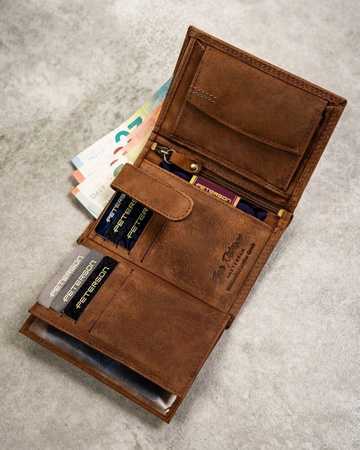 Zestaw prezentowy: skórzany portfel i brelok Peterson PTN SET-M-1542-CHM Cognac