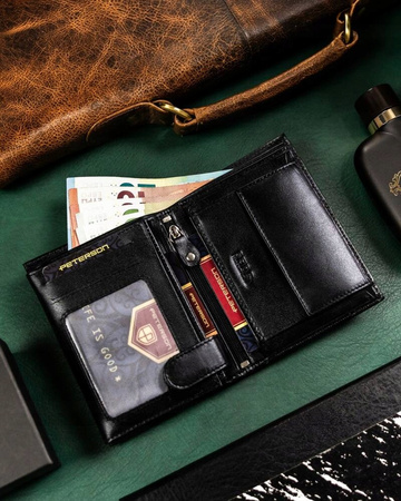 Gift set: leather wallet and keychain PETERSON PTN SET-M-N4-KCS
