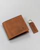 Leather wallet & keychain gift set PETERSON PTN SET-M-N992-CHM