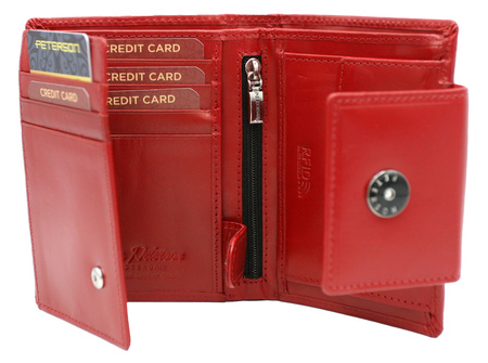 Women's wallet made of natural leather PTN 70616-9-NGV Red