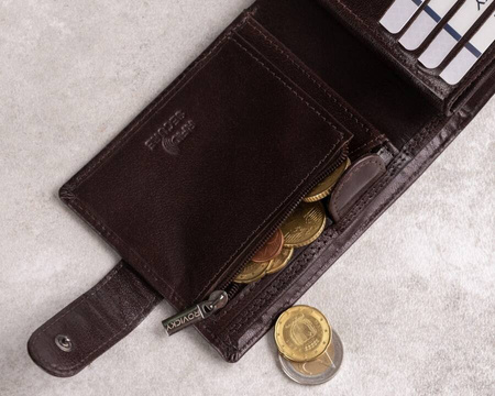Portfel skórzany RFID PC-107L-BAR Brown