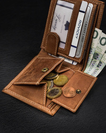 Portfel skórzany N0035-CHM Cognac