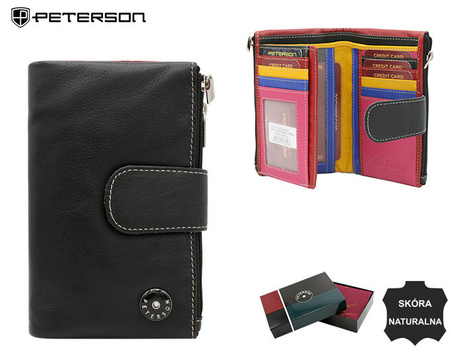 Portfel damski skórzany PTN D24-M-MNK Black Multi