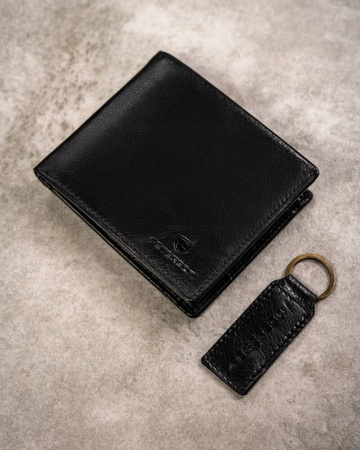 Gift set: leather wallet and keyring PETERSON PTN SET-M-N994-GVT