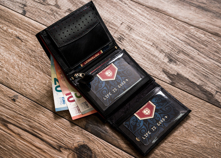 Leather Wallet PTN 339A-5873 Black