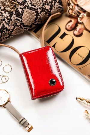 Women's wallet made of patent leather PTN PH33-1-SH Red