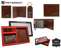 Zestaw prezentowy: skórzany portfel, etui i brelok PETERSON PTN SET3-N992-VT