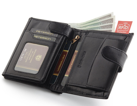 Portfel skórzany RFID PETERSON PTN 317Z 2-1-1 BLACK