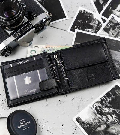 Portfel skórzany RFID RONALDO 0002-D BLACK