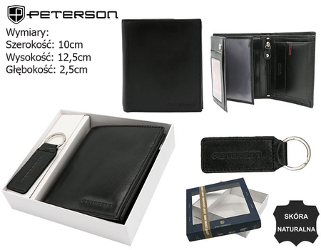 Gift set: leather wallet and keychain PETERSON PTN SET-M-1549-KCS