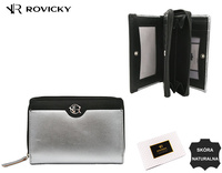 Portfel damski skórzany RV-791-SLA Silver black