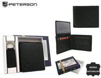Leather wallet & key ring set PETERSON PTN SET-M-N003-D