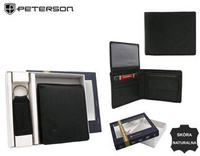 Men's Gift Set: Leather Wallet and Keychain PETERSON PTN SET-M-N003-D