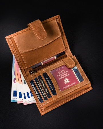 Portfel skórzany PTN 333Z 2-1-5 Cognac