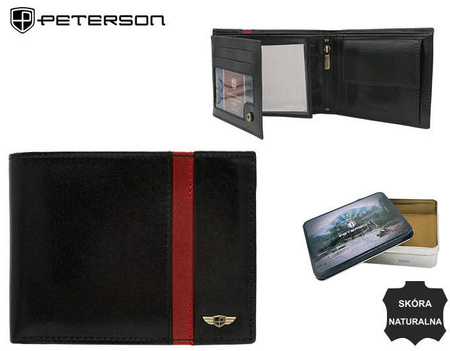 Men's leather wallet PTN N992-VTP BL-RED