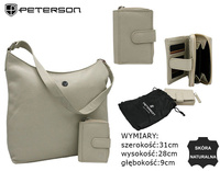 Torba skórzana+portfel PETERSON PTN 6104-DS L.Beige
