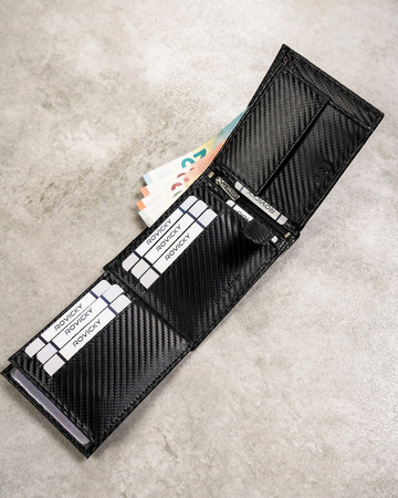 Gift set: a men's wallet made of genuine leather and a keychain ROVICKY R-PK5-N992-7027 BLAC